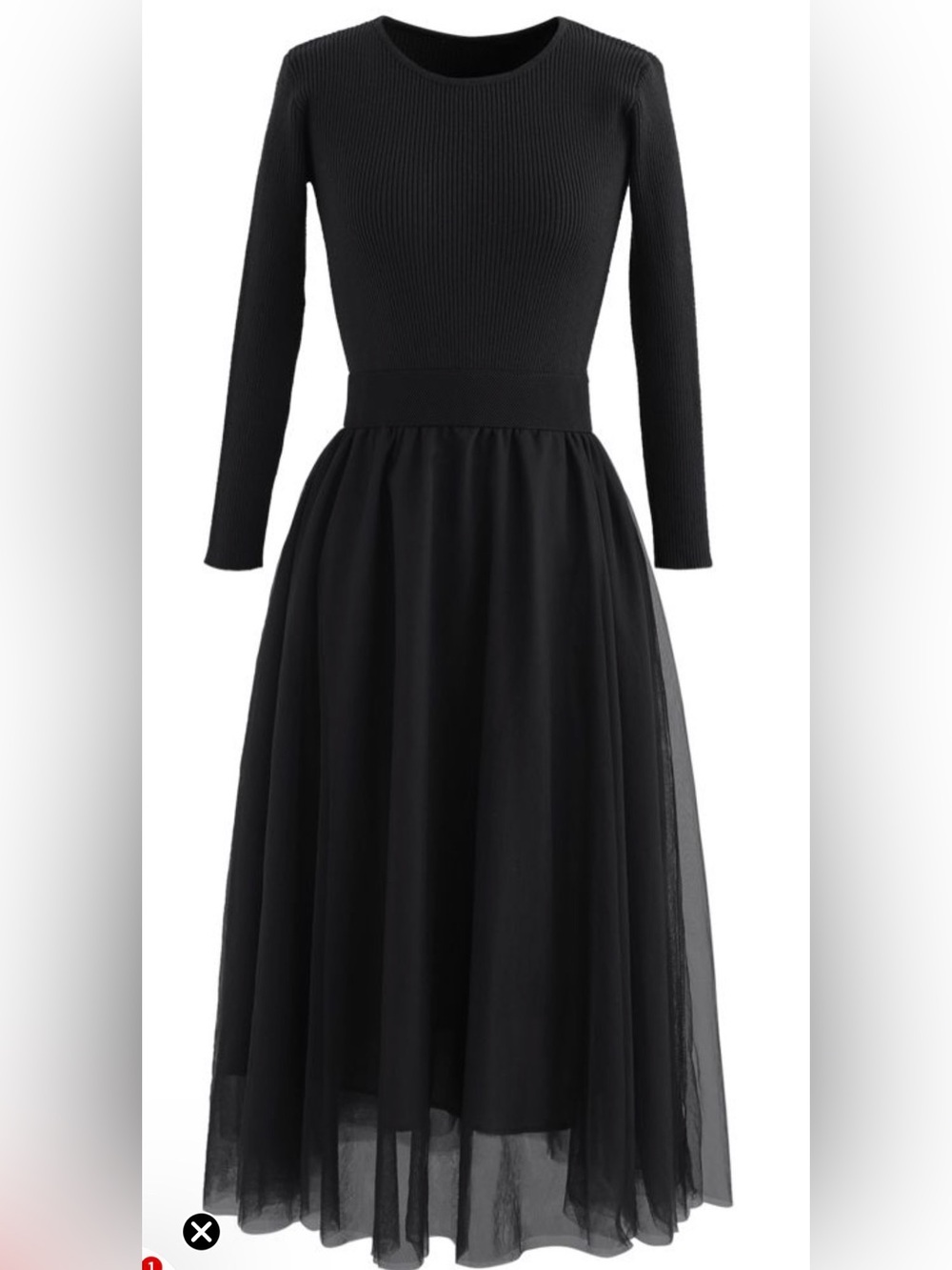 NWT ChicWish Black Elasticated Waist Knit Slice Mesh Dress Size Small